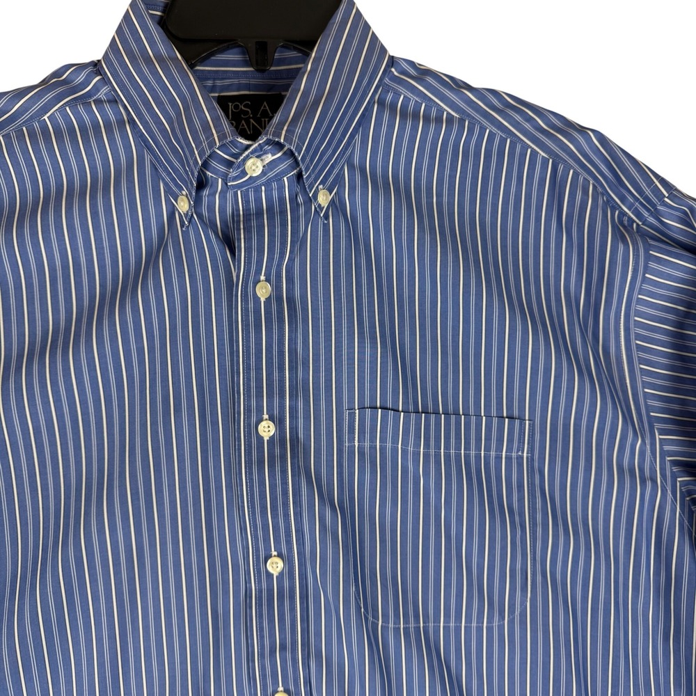 Jos. A. Bank Button Down Shirt 16.5-33 Traveler Striped Blue White Cotton 0180